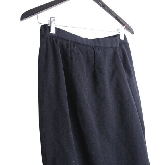 Vintage Anne Klein Black Midi 100% Wool Pencil High Rise Skirt Size 10 - Picture 4 of 6